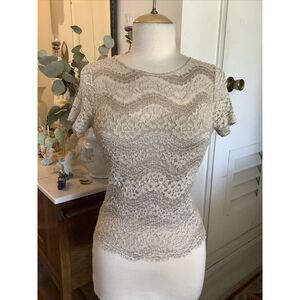 Neiman Marcus Lace Top Beige Size Small